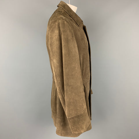 GIORGIO ARMANI Size 42 Taupe Textured Leather Jacket