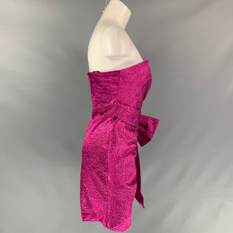 RONNY KOBO Size M Fuchsia Polyamide Bend Wrinkled Strapless Carolayna Dress