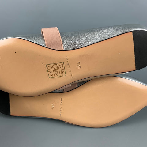 MARC JACOBS Zapatos planos Mary Jane de cuero plateado talla 8.5