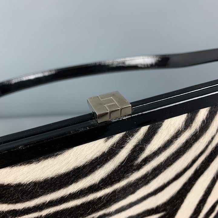 LAMBERTSON TRUEX Black White Zebra Pony Hair Top Handles Handbag