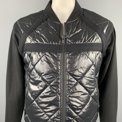 DRIES VAN NOTEN Size L Black Quilted Cotton Blend Zip Up Jacket