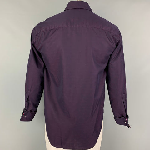 1LIKENOOTHER Size M Purple Red Print Cotton French Cuff Long Sleeve Shirt