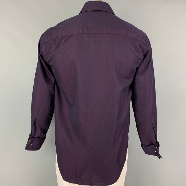 1LIKENOOTHER Size M Purple Red Print Cotton French Cuff Long Sleeve Shirt