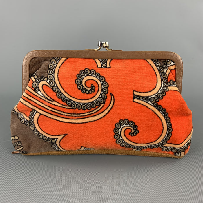 Vintage EMILIO PUCCI Orange Paisley Velvet Coin Purse