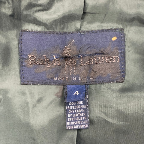 Vintage RALPH LAUREN Size S Olive Leather Print Shirt Jacket
