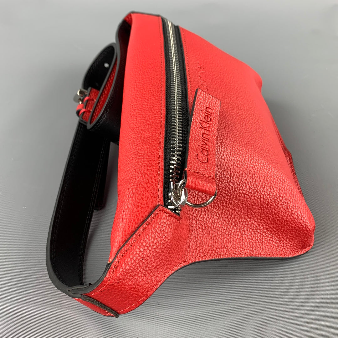 CALVIN KLEIN Red Pebble Grain Leather Fanny Pack