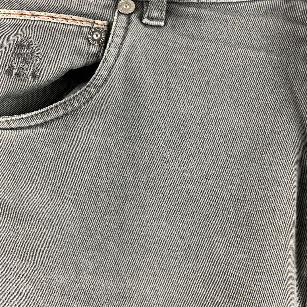BRUNELLO CUCINELLI Size 30 Grey Cotton Elastane Button Fly Jeans