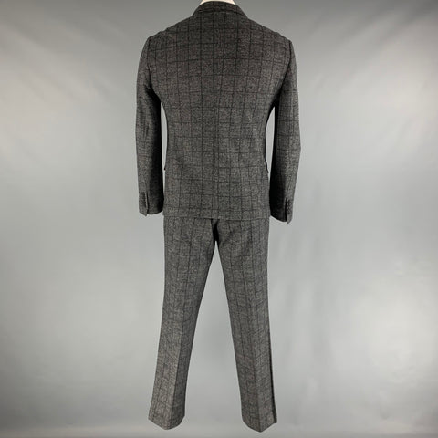 BONOBOS Talla 42 Traje de lana a cuadros gris carbón con un solo botón 33 29