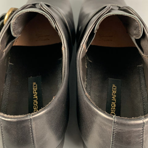 DSQUARED2 Size 11 Black Leather Belted Loafers