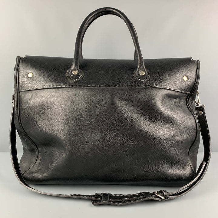 GUIDO Size L Black Contrast Stitch Leather Travel Bag