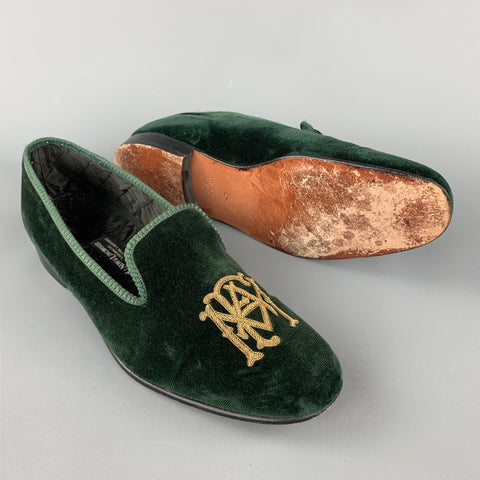 NEW & LINGWOOD Size 8 Green Velvet Slippers Loafers