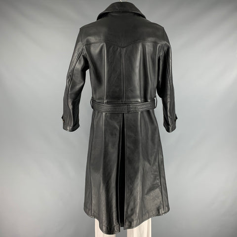 LOST WORLDS Size 42 Black Leather Trench Coat