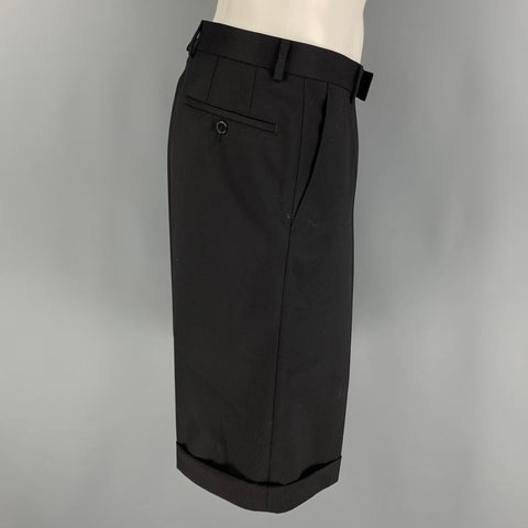 KARL LAGERFELD Size 36 Black Virgin wool elastane Flat Front Shorts