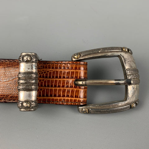 BILL ADLER DESIGN Taille 36 Ceinture en cuir gaufré marron