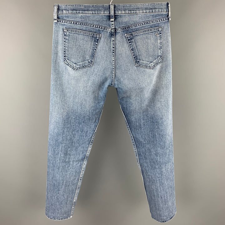 RAG &amp; BONE Vaqueros ajustados con bragueta de botones y denim lavado índigo Talla 32