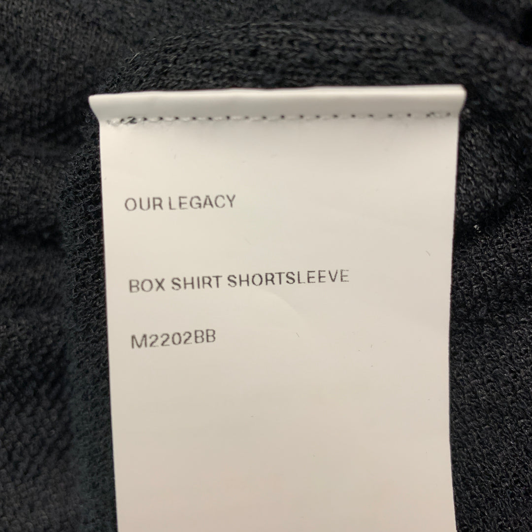 OUR LEGACY Size L Black Textured Polyester Cotton Camp Short Sleeve Shirt