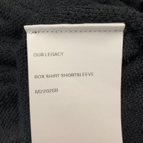 OUR LEGACY Size L Black Textured Polyester Cotton Camp Short Sleeve Shirt