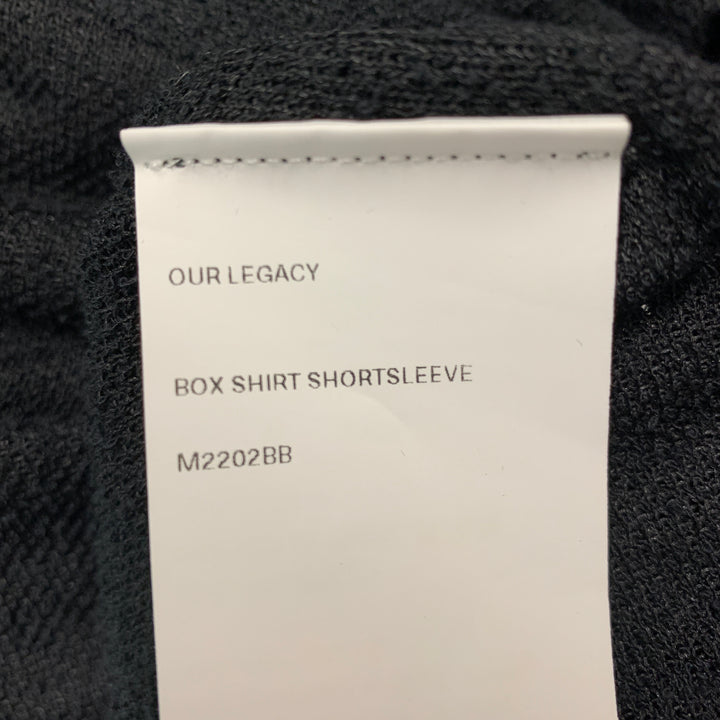 OUR LEGACY Size L Black Textured Polyester Cotton Camp Short Sleeve Shirt