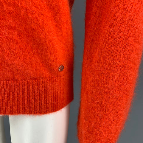 PACO RABANNE Size M Orange Mohair Blend Turtleneck Sweater