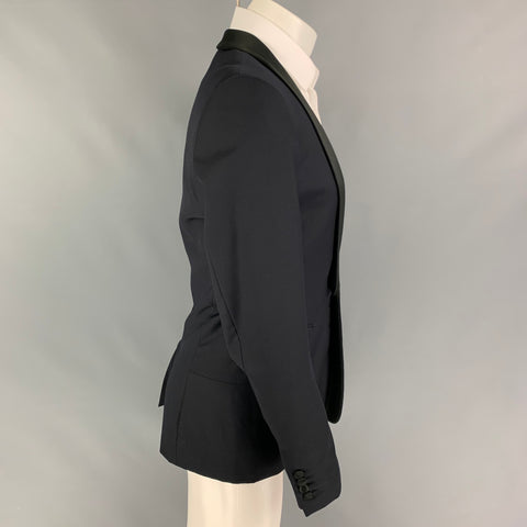 SANDRO Size 38 Black Wool Shawl Collar Sport Coat