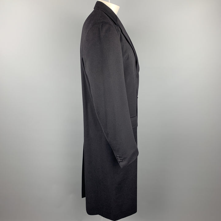 CHESTER BARRIE Talla 42 Abrigo con solapa de muesca de cachemir negro