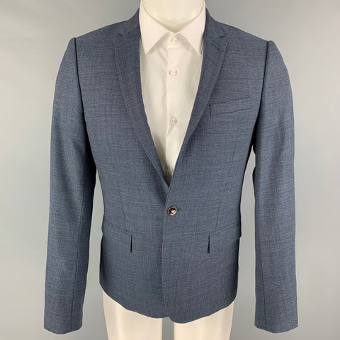 THE KOOPLES Size 36 Blue Grid Wool Notch Lapel Sport Coat