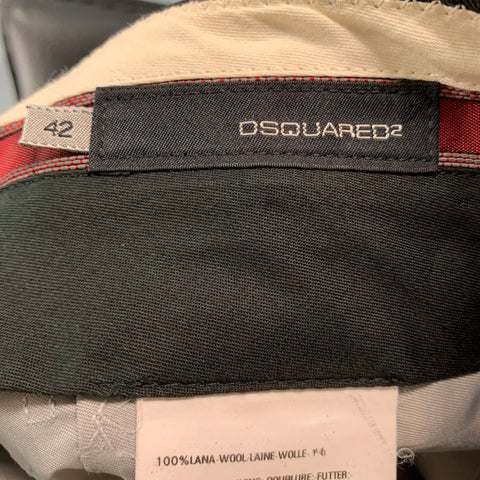 DSQUARED2 Size 6 Black Navy Wool Stripe Zip Fly Dress Pants
