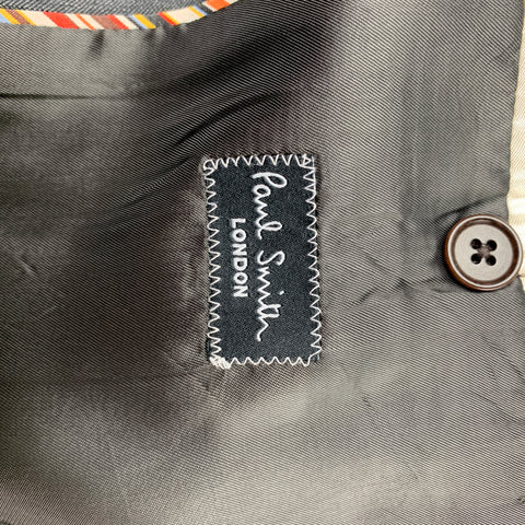 PAUL SMITH The Byard Size 40 Grey Herringbone Wool Notch Lapel Sport Coat