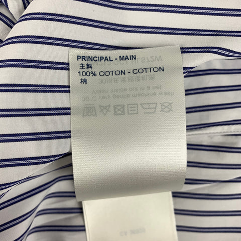 LOUIS VUITTON Size L White Navy Stripe Cotton Button Up Short Sleeve Shirt