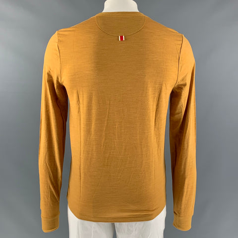 TRACKSMITH  Size L Mustard Solid Wool &  Nylon Crew-Neck  T-shirt