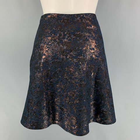 3.1 PHILLIP LIM Size 4 Navy Polyester Cotton Jacquard Wrap Skirt
