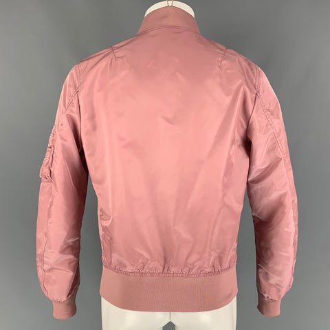VALENTINO Size 38 Pink Black Signature Polyamide Bomber Jacket