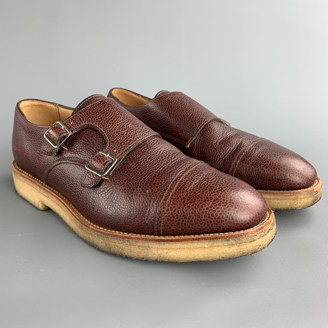 MARC MCNAIRY Size 10 Brown Leather Double Monk Strap Loafers