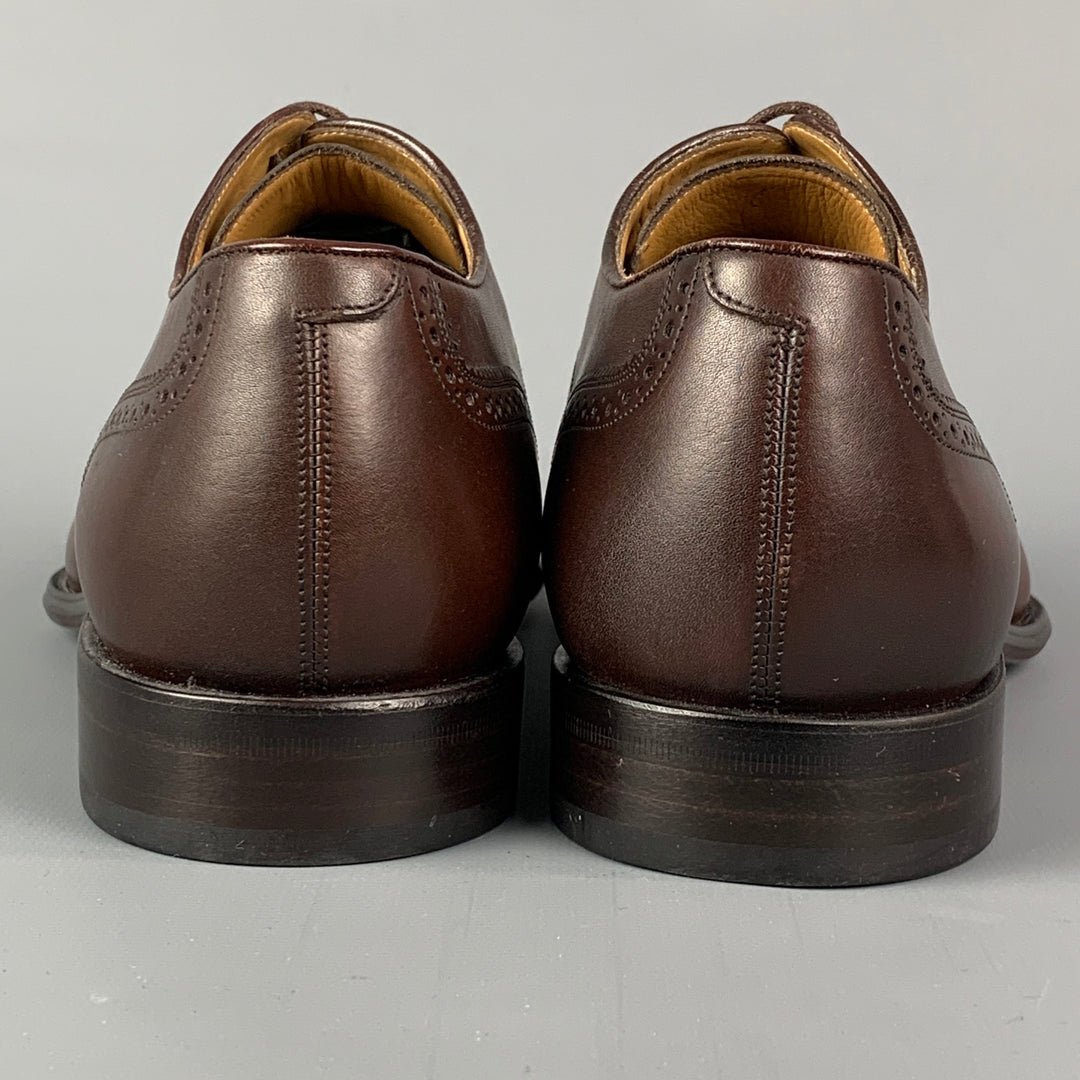 BALLY Size 9.5 Brown Leather Cap Toe Lace Up Shoes
