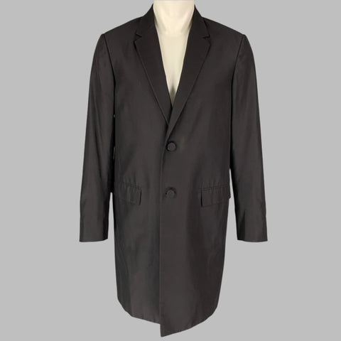 CALVIN KLEIN COLLECTION Size 38 Black Silk Notch Lapel Lightweight Coat