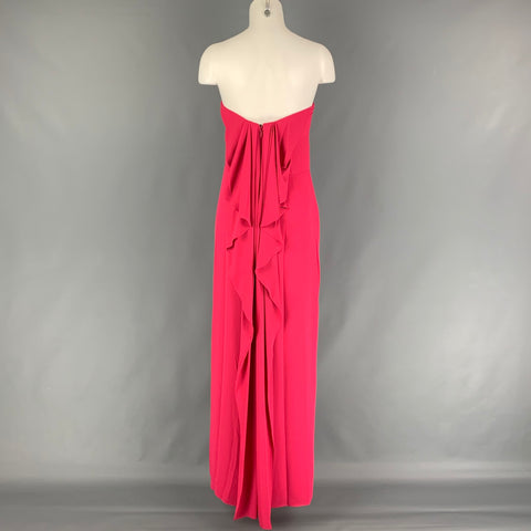 HALSTON HERITAGE Size 0 Pink Polyester Side Slit Strapless Dress