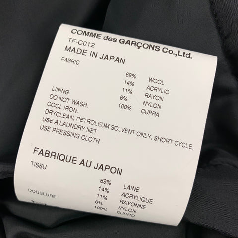 COMME des GARCONS TRICOT Size M Black White Wool Blend Herringbone Coat