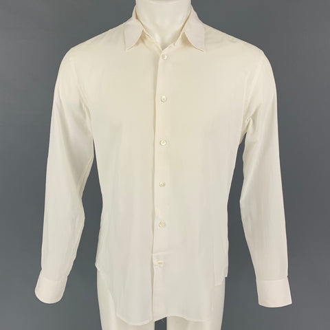 JOHN VARVATOS * USA Talla S Camisa de manga larga con botones de algodón blanco