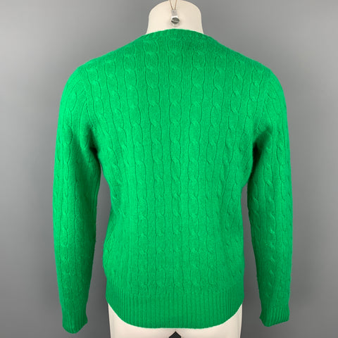 POLO by RALPH LAUREN Size S Green Cable Knit Cashmere Crew-Neck Sweater