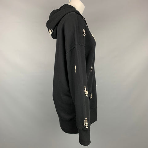 GIVENCHY SS 2021 Taille XS Noir Cristal Embellissement Coton Pull à capuche surdimensionné