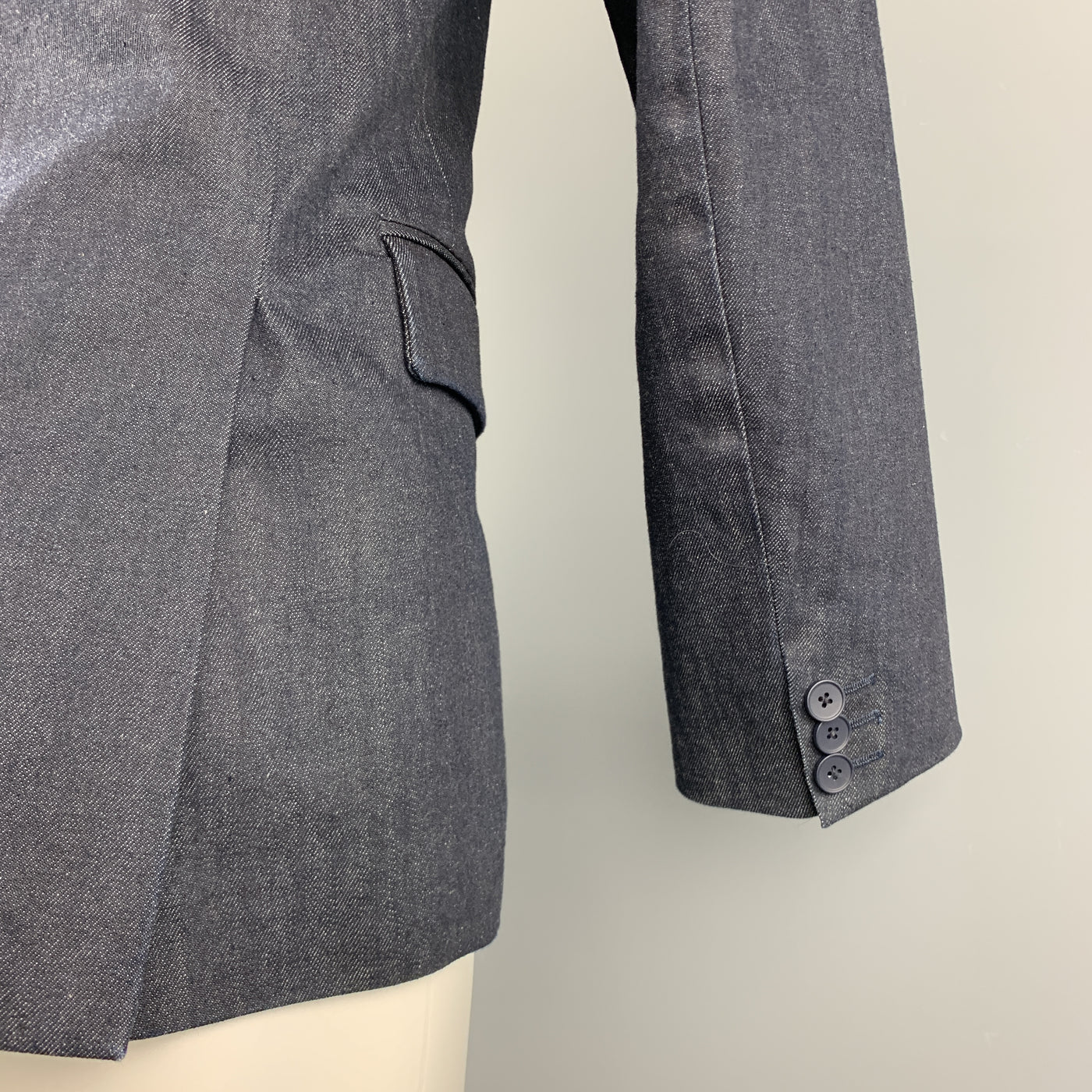 MY CONTEMPORARY 40 Regular Indigo Denim Notch Lapel  Single Breasted Sport Coat