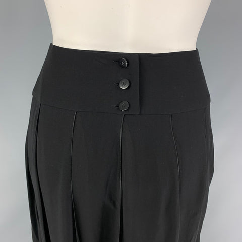 CHANEL Talla 6 Falda ancha plisada de seda negra