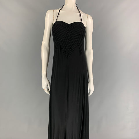 ROBIN PICCONE Talla S Vestido largo halter plisado de nailon negro
