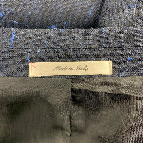 PAUL SMITH Size 42 Navy Textured Viscose / Silk Notch Lapel Sport Coat