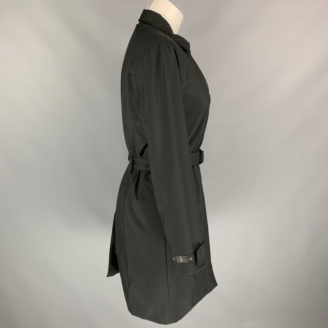 PRADA Taille 4 Manteau ceinturé en polyester noir