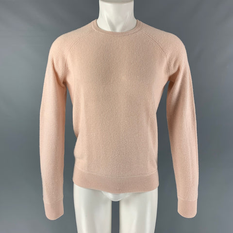 EVERLANE Size S Peach Waffle Knit Cashmere Crew-Neck Pullover