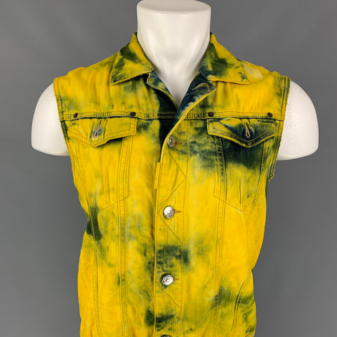 DSQUARED2 Size S Yellow Bleached Denim Trucker Vest Jacket
