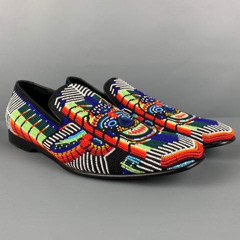 DONALD J PLINER SIGNATURE Size 9.5 Multi-Color Beaded Leather Slip On Loafers
