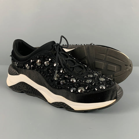 ASH Zapatillas sin cordones de nailon blanco y negro talla 9