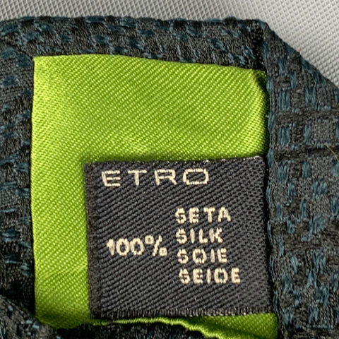 ETRO Green Black Textured Silk Tie
